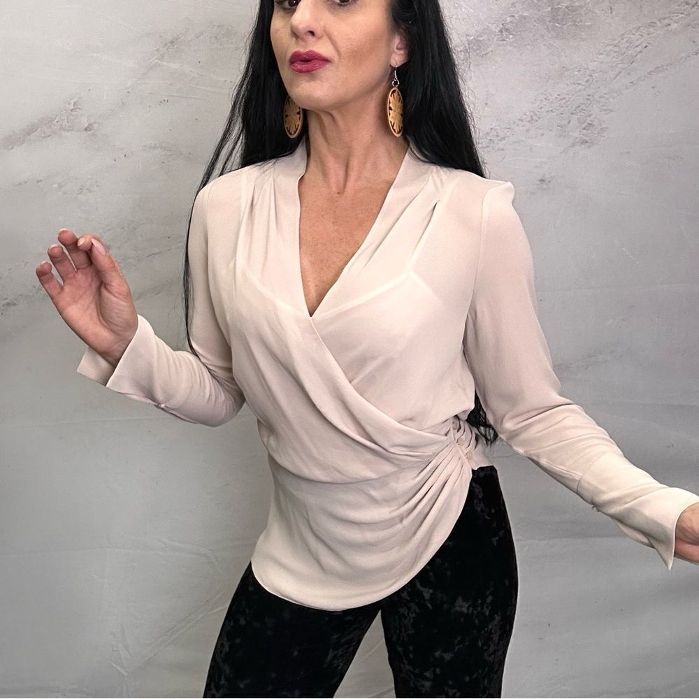 Trouve semi sheer blouse business attire top